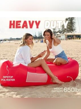 NEW WEKAPO Inflatable Air Lounger Portable Air Sofa Camping Beach‎ Hammock Red